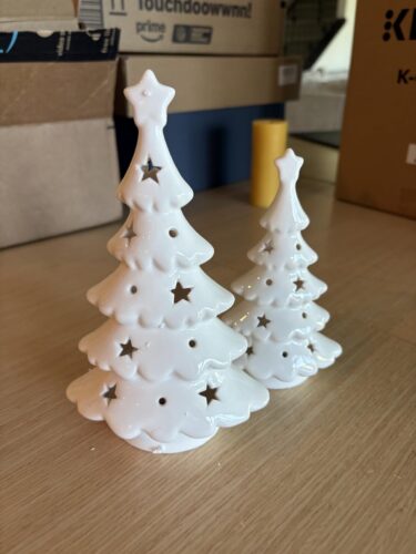 2pcs Pre-Lit Ceramic Christmas Trees photo review