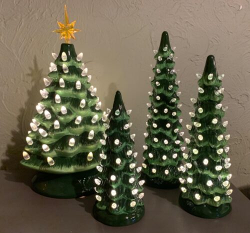 Set of 3 Retro Hand-Painted Ceramic Trees with LED Lights photo review