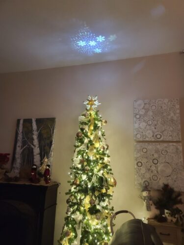 Silver LED Snowflake Star Tree Topper with 3D Rotating Lights photo review